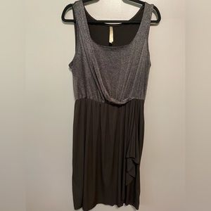 Penningtons Women’s Plus Black/Silver Faux-Wrap Dress Size 1XL